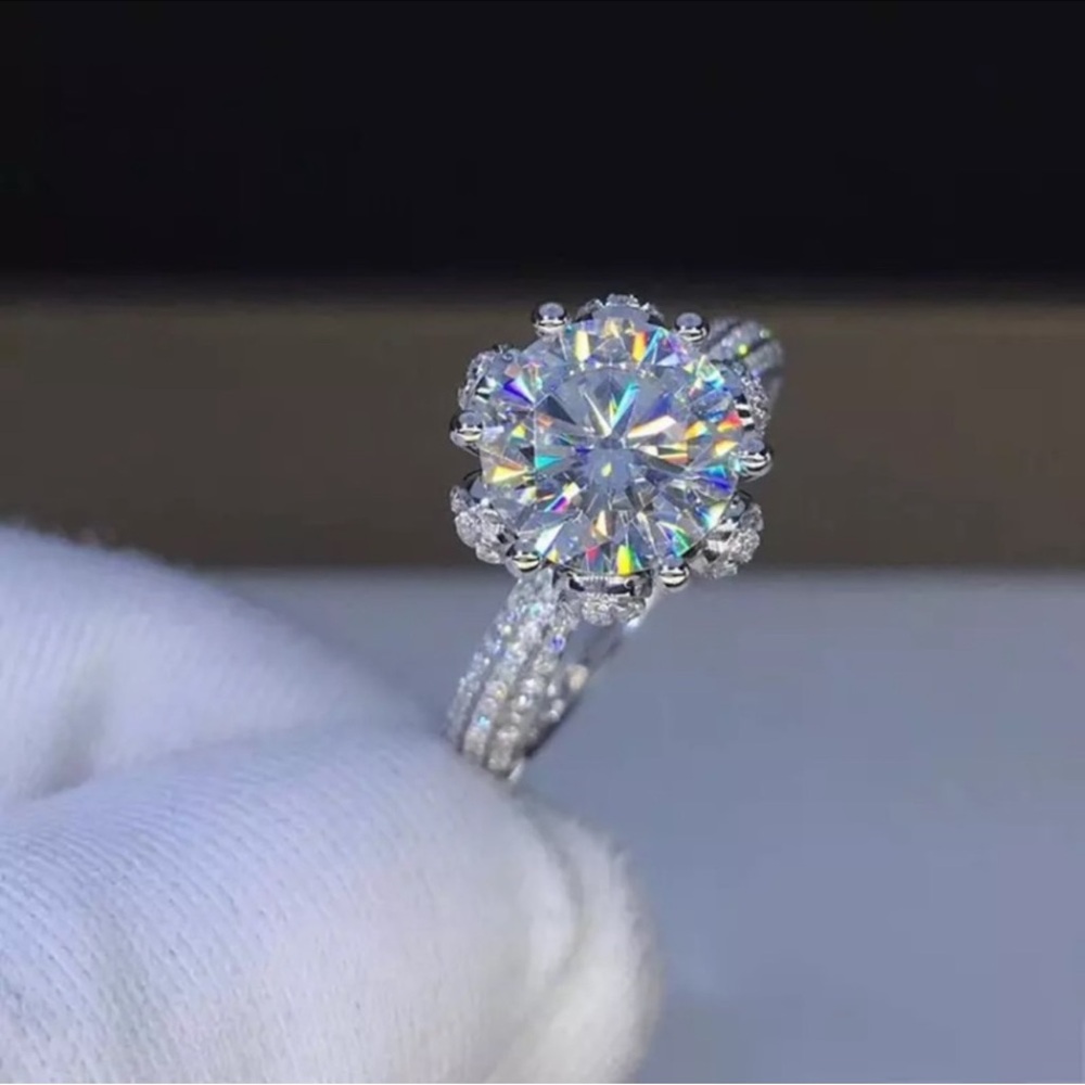 5Ct. t.w. Moissanite Solitaire Ring, Tab Prong